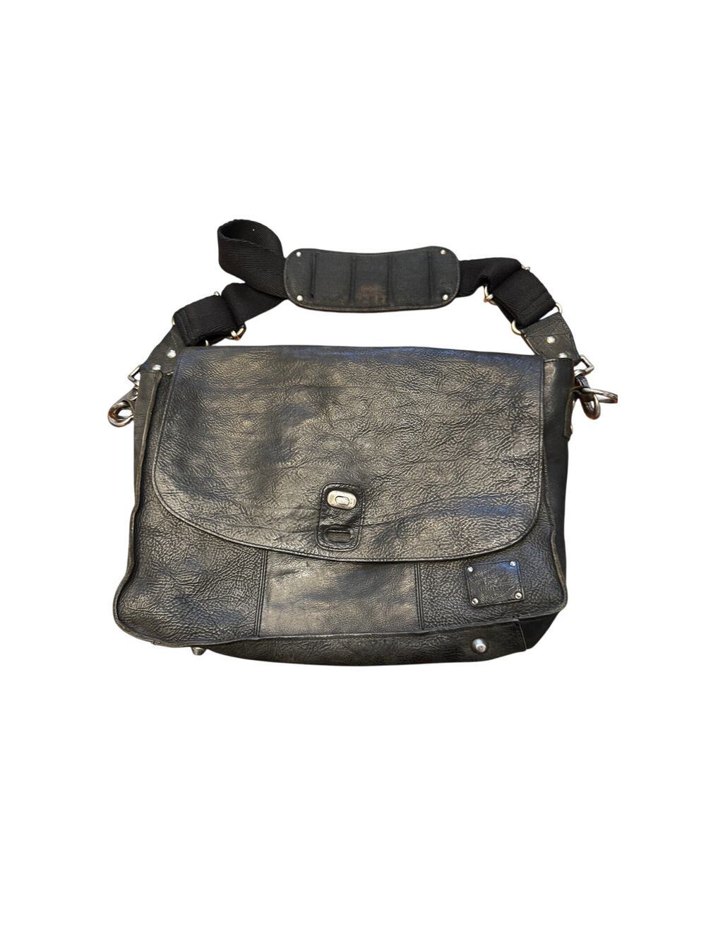 Vintage WILL Leather Goods Black Leather Messenger Bag Satchel Briefcase